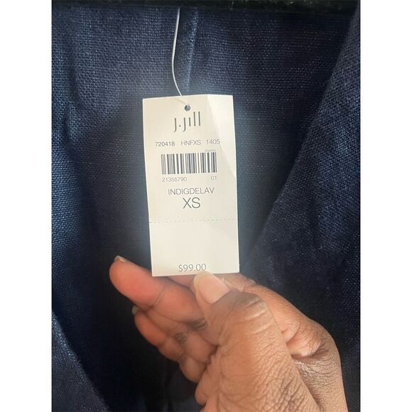 J. Jill XS Blue Linen Open Front Blazer Jacket NWT - Picture 5 of 10